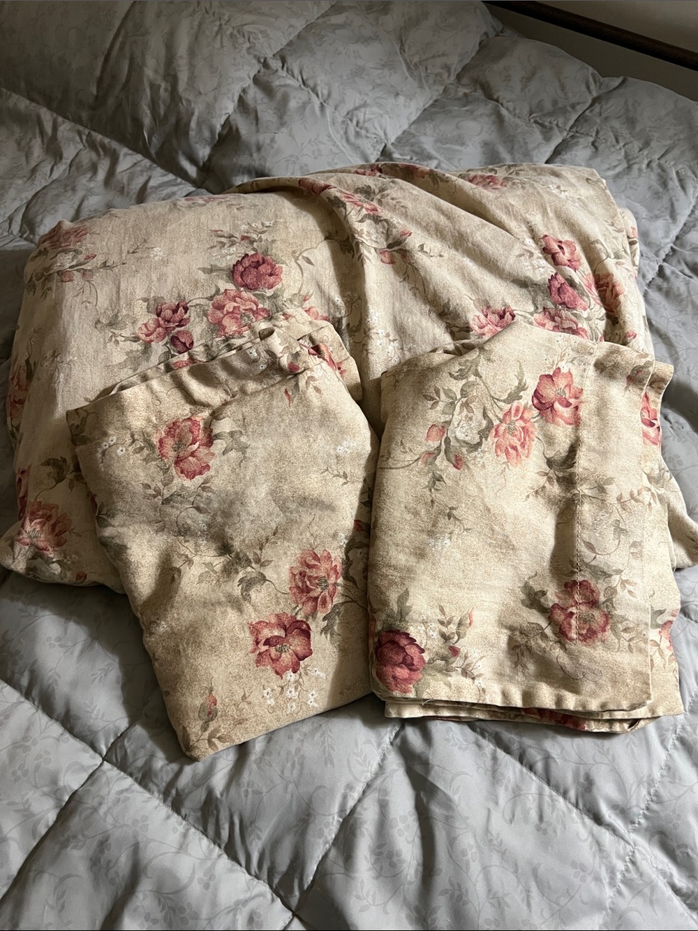 Brown Floral Rose King Duvet Cover and Pillow Shams